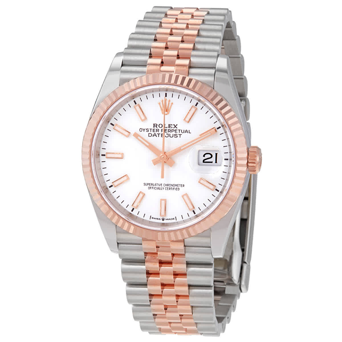 Rolex Datejust 36 Automatic White Dial Mens Steel and 18kt Everose Gold Jubilee Watch 126231WSJ