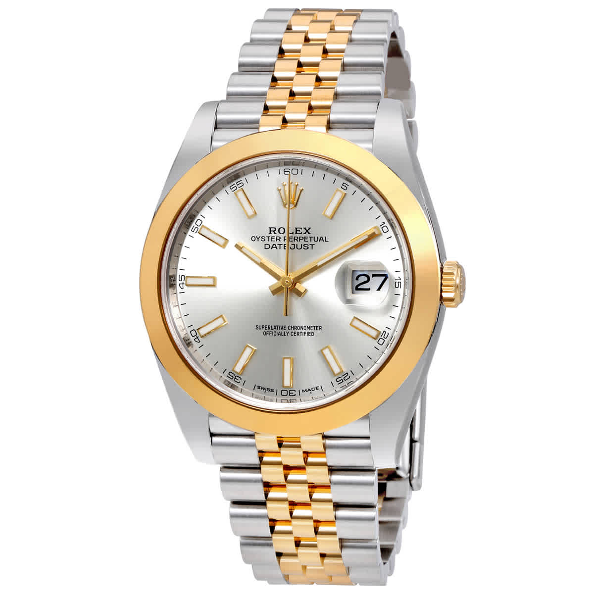 Rolex Datejust 41 Silver Dial Steel and 18K Yellow Gold Jubilee Bracelet Mens Watch 126303SSJ
