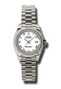 Rolex LadyDatejust 26 White Dial 18K White Gold President Automatic Ladies Watch 179179WRP