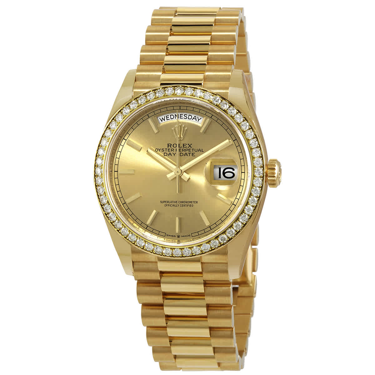 Rolex Day-Date 36 Automatic Champagne Dial 18kt Yellow Gold President Watch 128348CSP 56175$