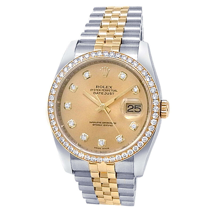 Preowned Rolex Datejust Automatic Chronometer Diamond Champagne Dial Mens Watch 116243 CDJ