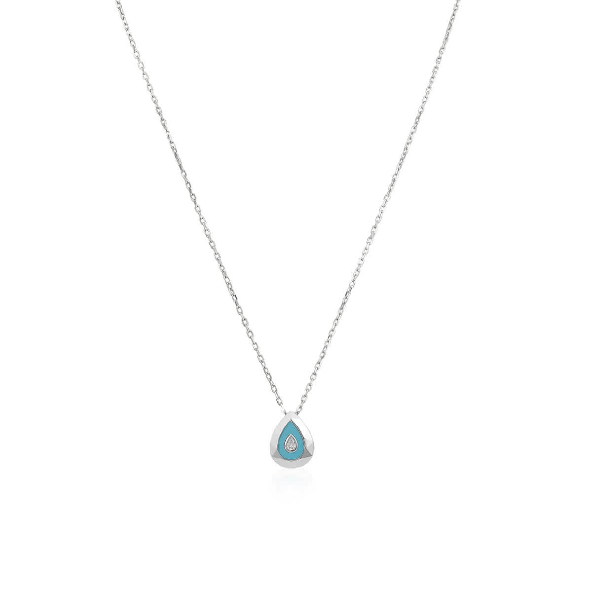 Picasso And Co Ladies 18k White Gold 0.05 Ct Pear Cut Diamond Pendant