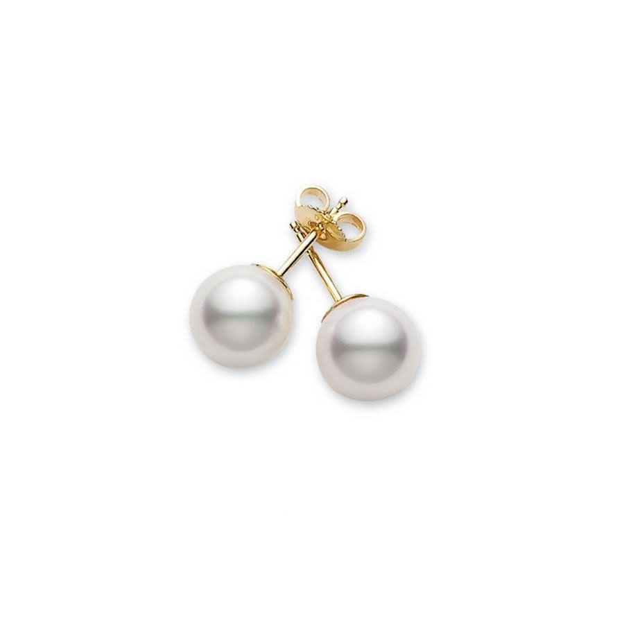 Mikimoto Akoya Pearl Stud Earrings with 18K Yellow Gold 8-85mm A Grade 1250$