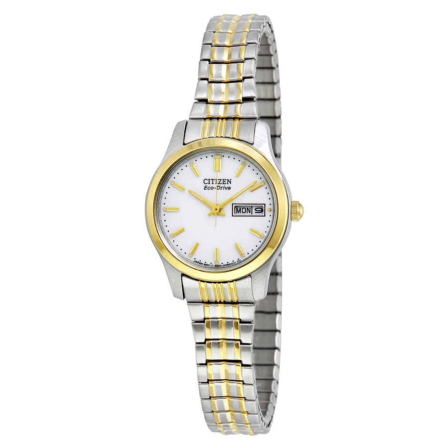 Citizen Eco-drive Expansion White Dial Two-tone Ladies Watch Ew3154-90a ...