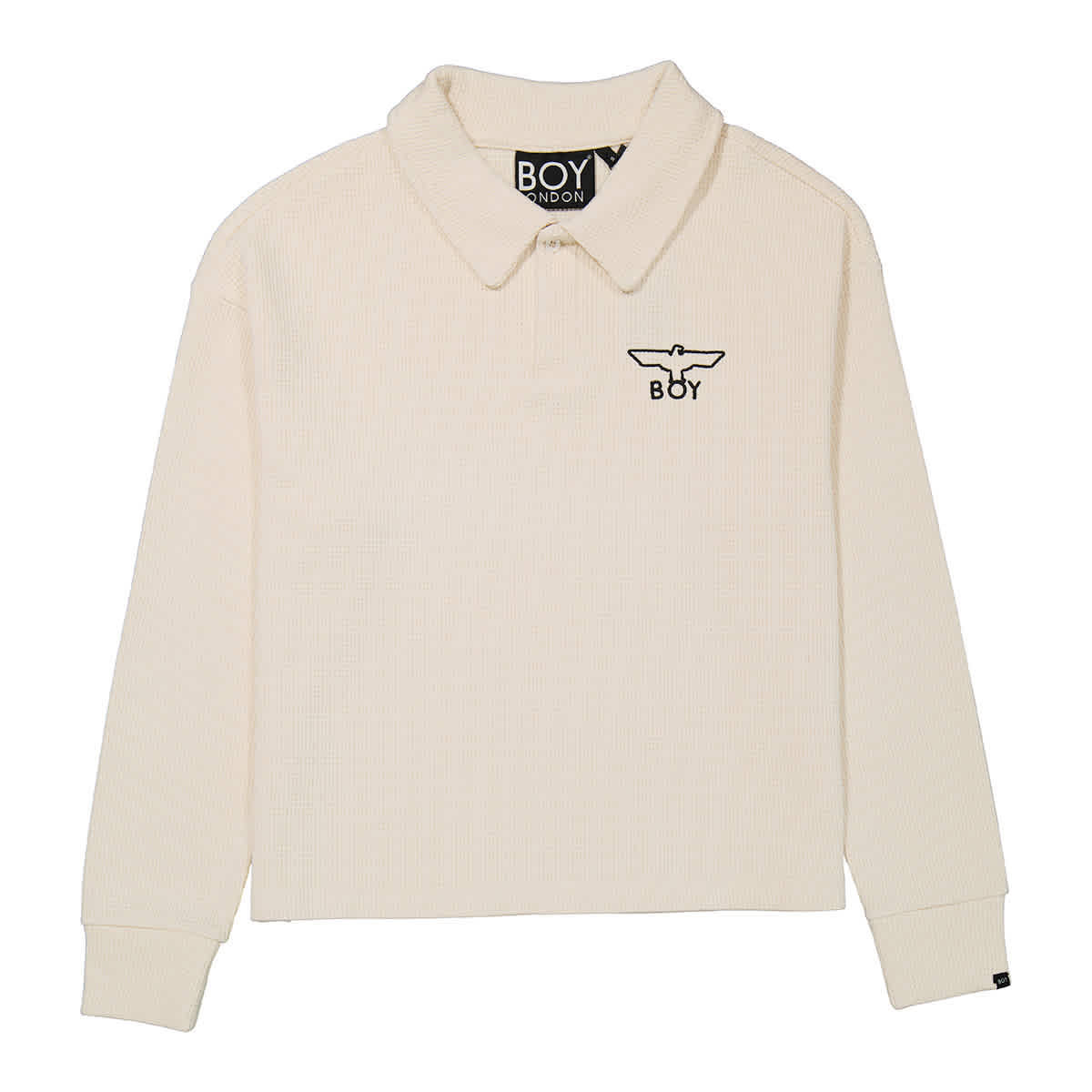 Boy London Men's Off White Boy Waffle Rugby Sweatshirt