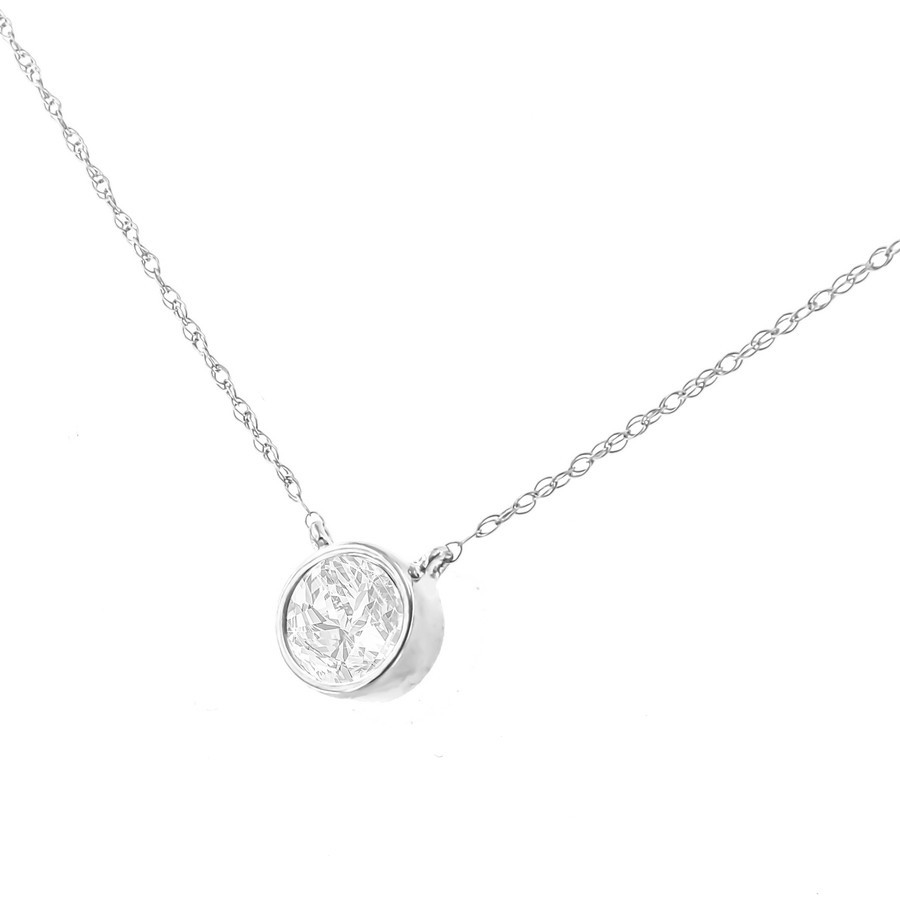 Haus of Brilliance 14K White Gold 15 Cttw Lab Grown Diamond Modern Bezel-Set Solitaire 16-18 Pendant Necklace F-G Color VS2-SI1 Clarity 1075$