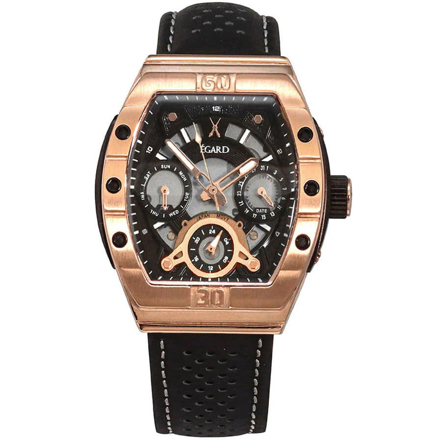 Egard Patriot Rose Quartz Black Dial Ladies Watch WCH-5076-M0H391