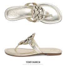 tory burch miller sandal metallic leather