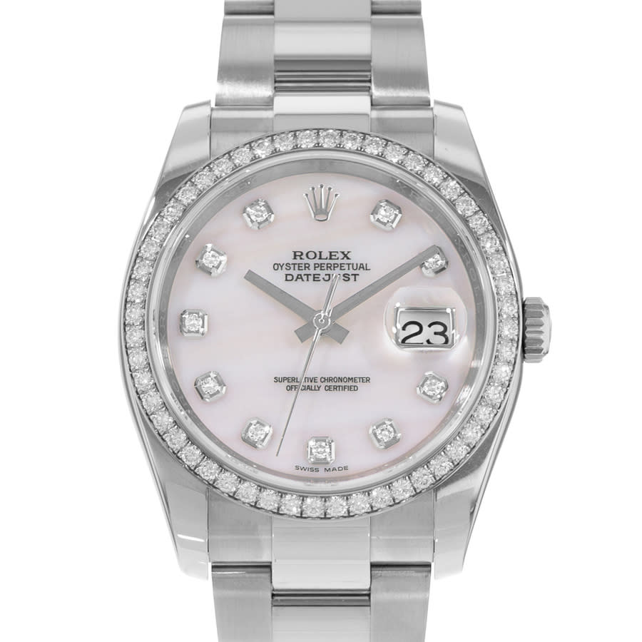 Preowned Rolex Datejust 36 Automatic Chronometer Diamond Mens Watch 116244 MDO