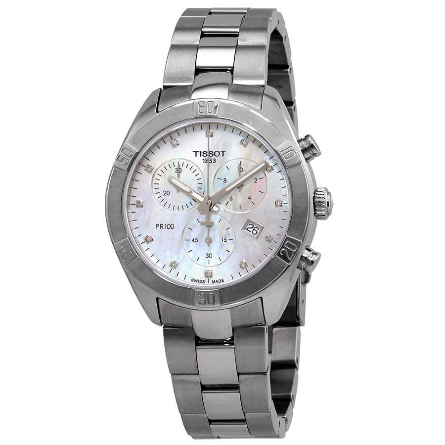 Tissot PR 100 Mother of Pearl Diamond Dial Ladies Chronograph Watch T1019171111600 444$