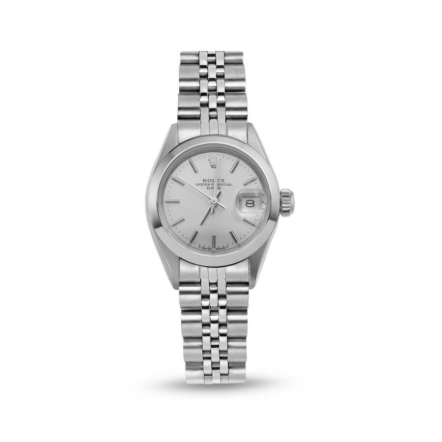 Preowned Rolex Date Automatic Chronometer Silver Dial Ladies Watch 69160 SSJ