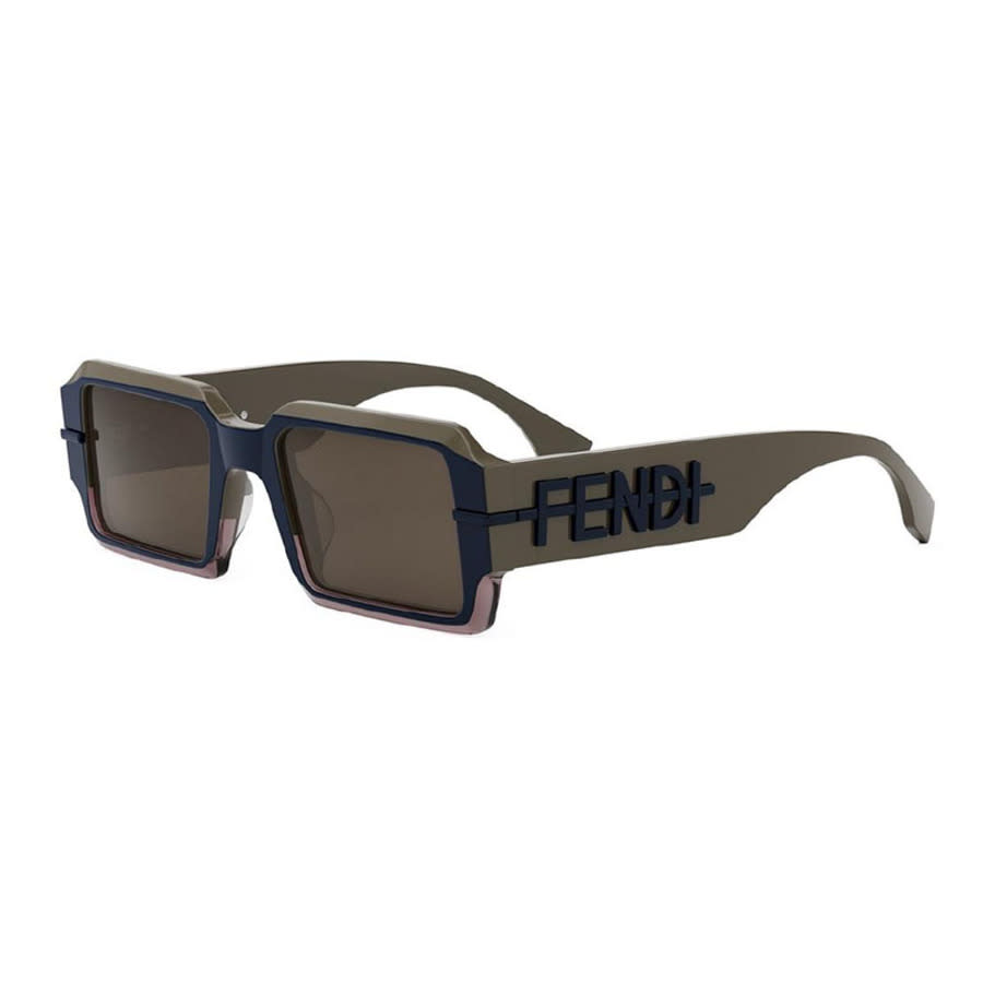 Fendi FE40073U50E Rectangle Full Rim Sunglasses — Brown