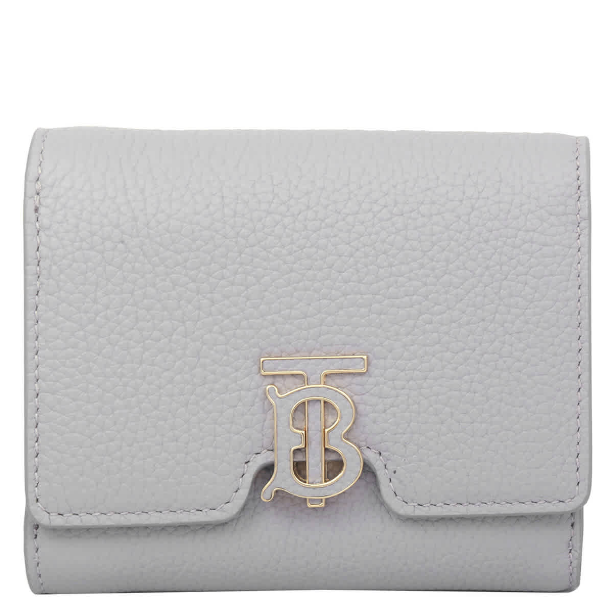 Burberry Grainy Leather Wallet In Light Grey