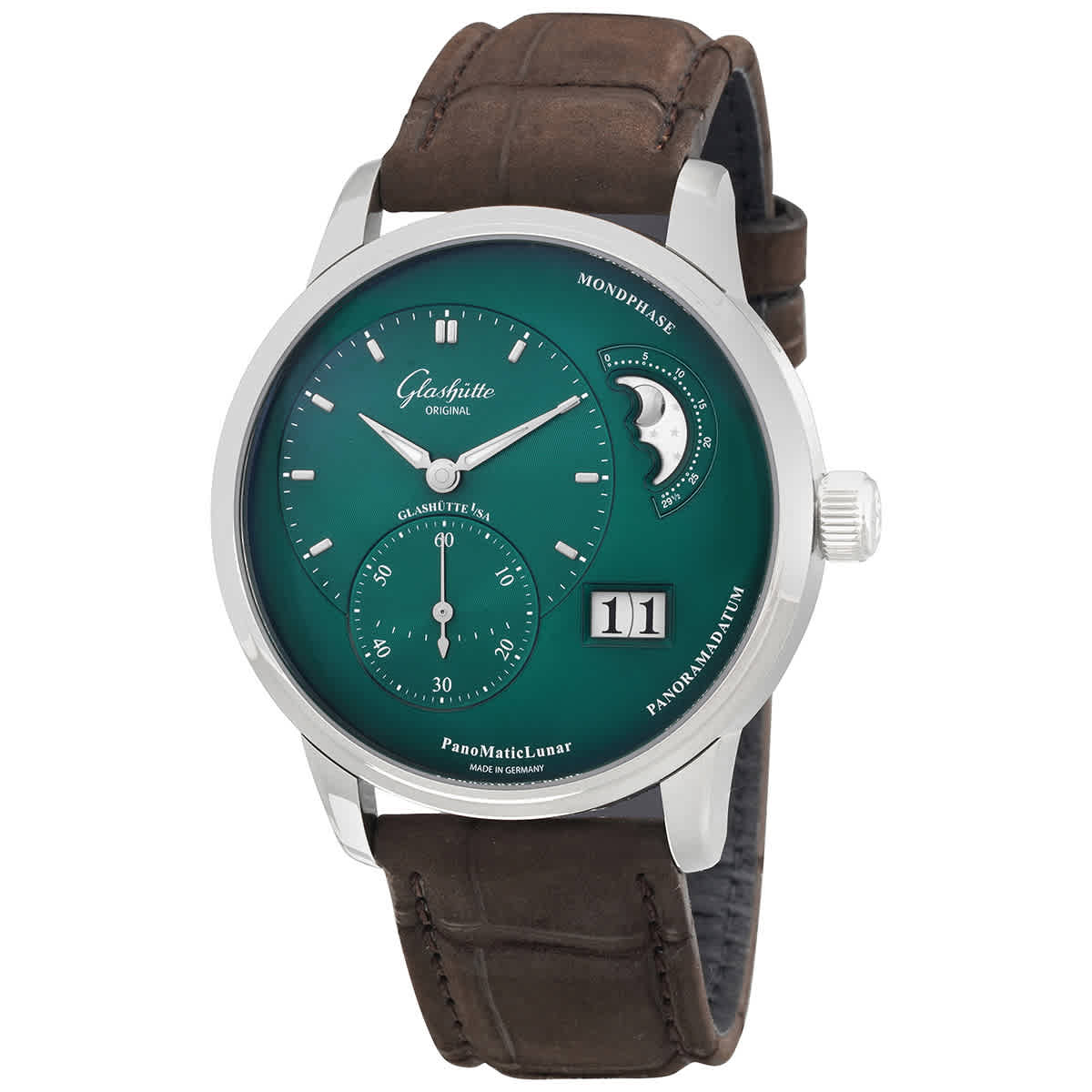 Glashutte PanoMaticLunar Automatic Green Dial Mens Watch 1-90-02-13-32-02 7995$