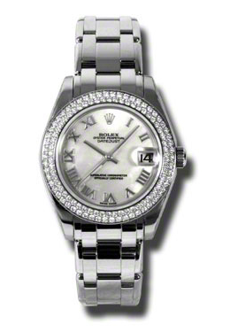 Rolex LadyDatejust Pearlmaster Mother Of Pearl Dial 18K White Gold Automatic Ladies Watch 81339MRPM
