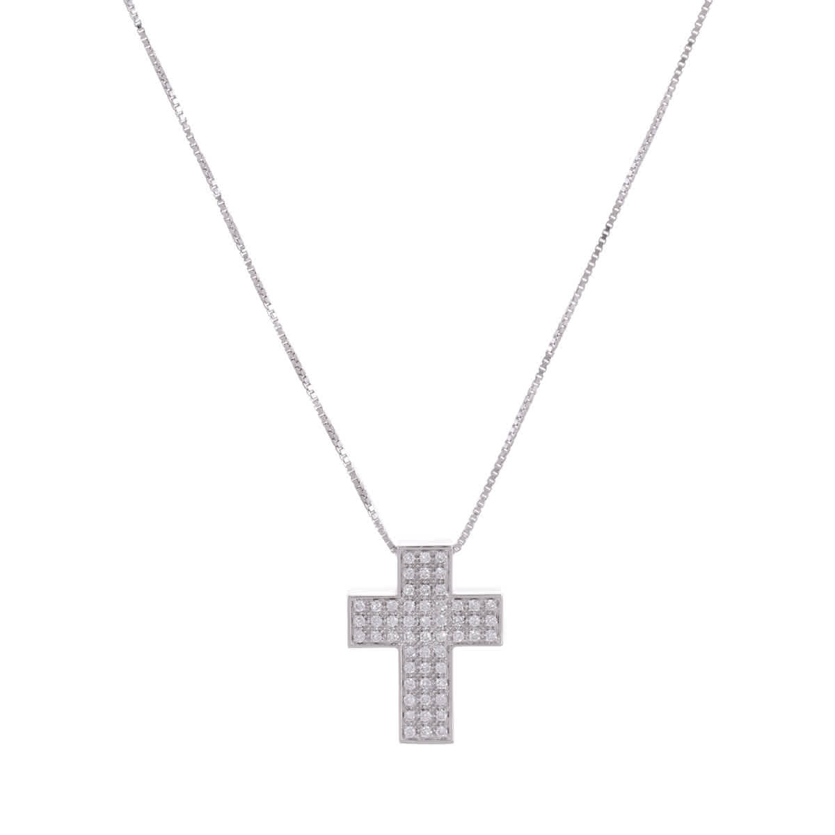 Salvini 18k White Gold 055 CT Diamond Cross Necklace 2779$