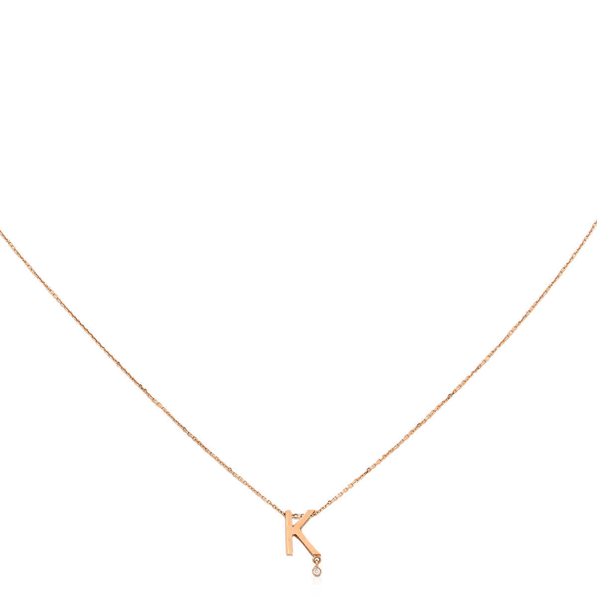 Vanrycke Ladies Abecedaire 18K Rose Gold K Diamond Necklace