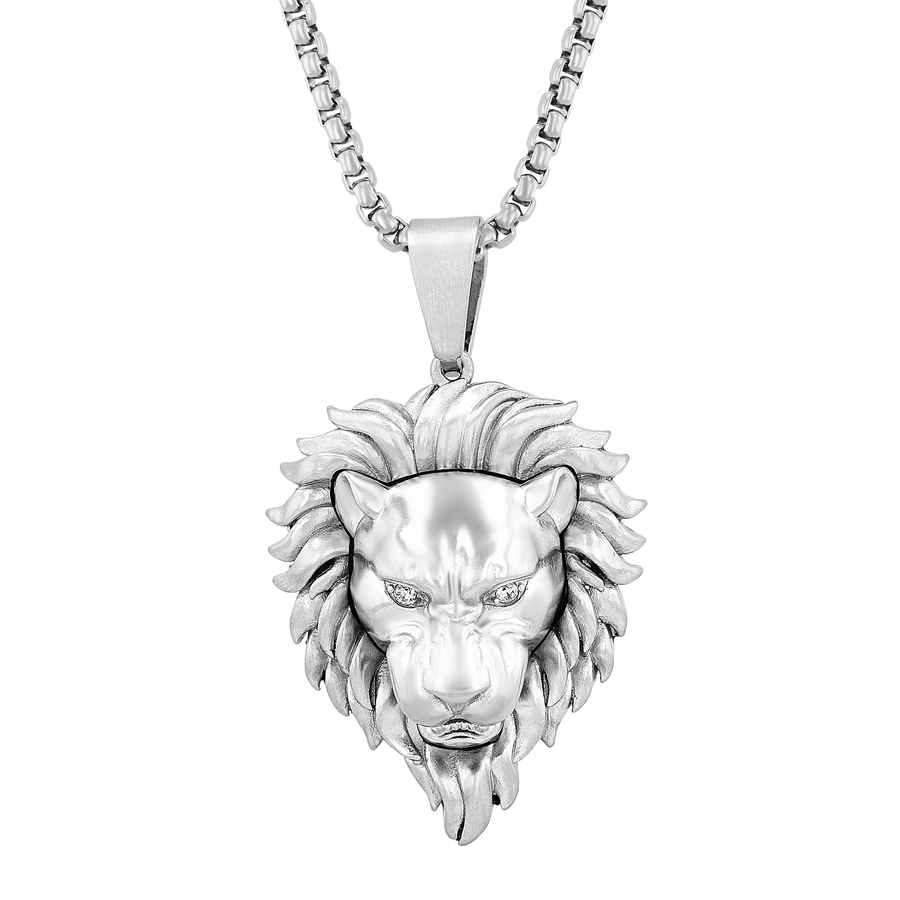 Robert Alton Diamond Accent Stainless Steel Lion Pendant 92$