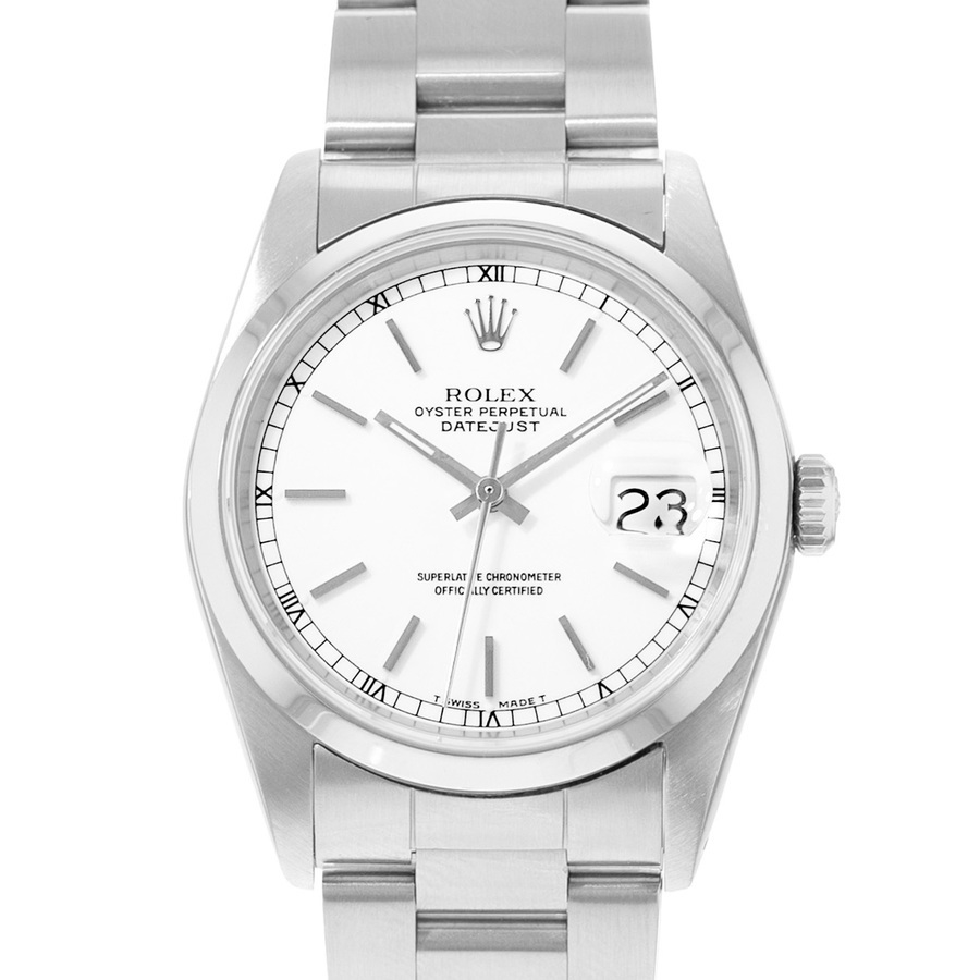 Preowned Rolex Datejust 36 Automatic Chronometer White Dial Mens Watch 16200 WSO
