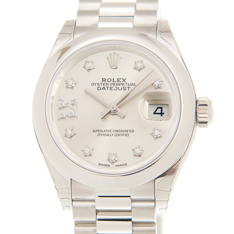 Rolex LadyDatejust 28 Silver Dial Platinum President Automatic Ladies Watch 279166SRDP