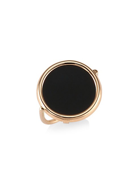 Ginette Ny Black Onyx 18K Rose Gold Ring Size 54 US 7 448$