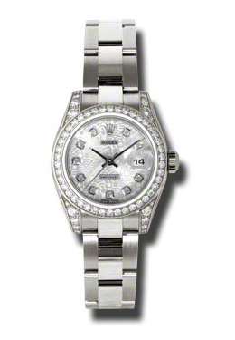 Rolex Lady Datejust 26 Silver Dial 18K White Gold Oyster Bracelet Automatic Watch 179159SJDO