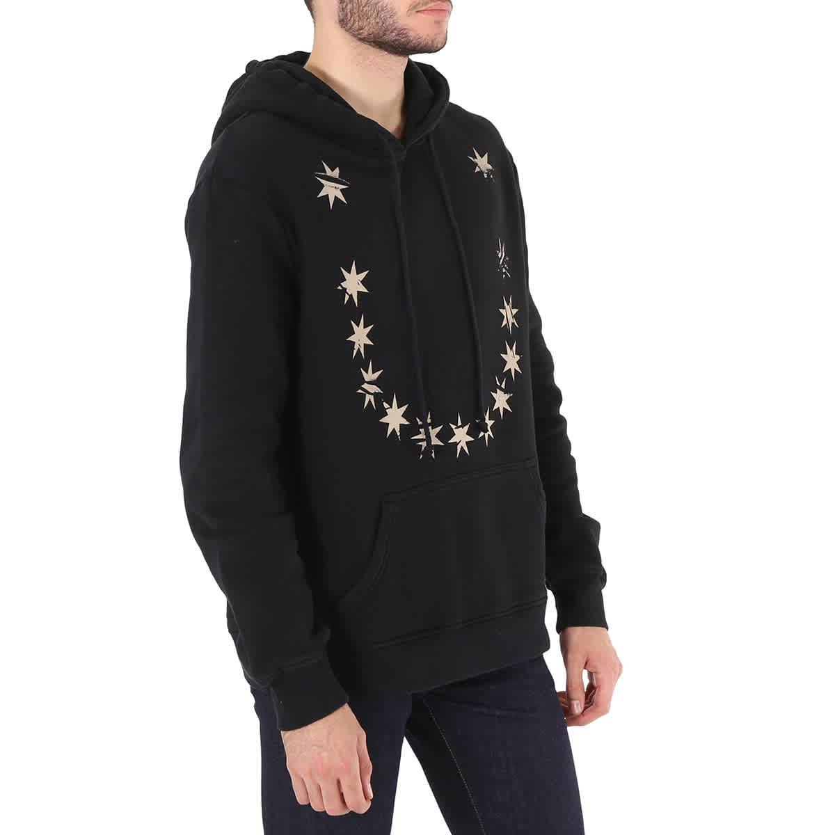 424 Men's Star Print Hoodie In Black