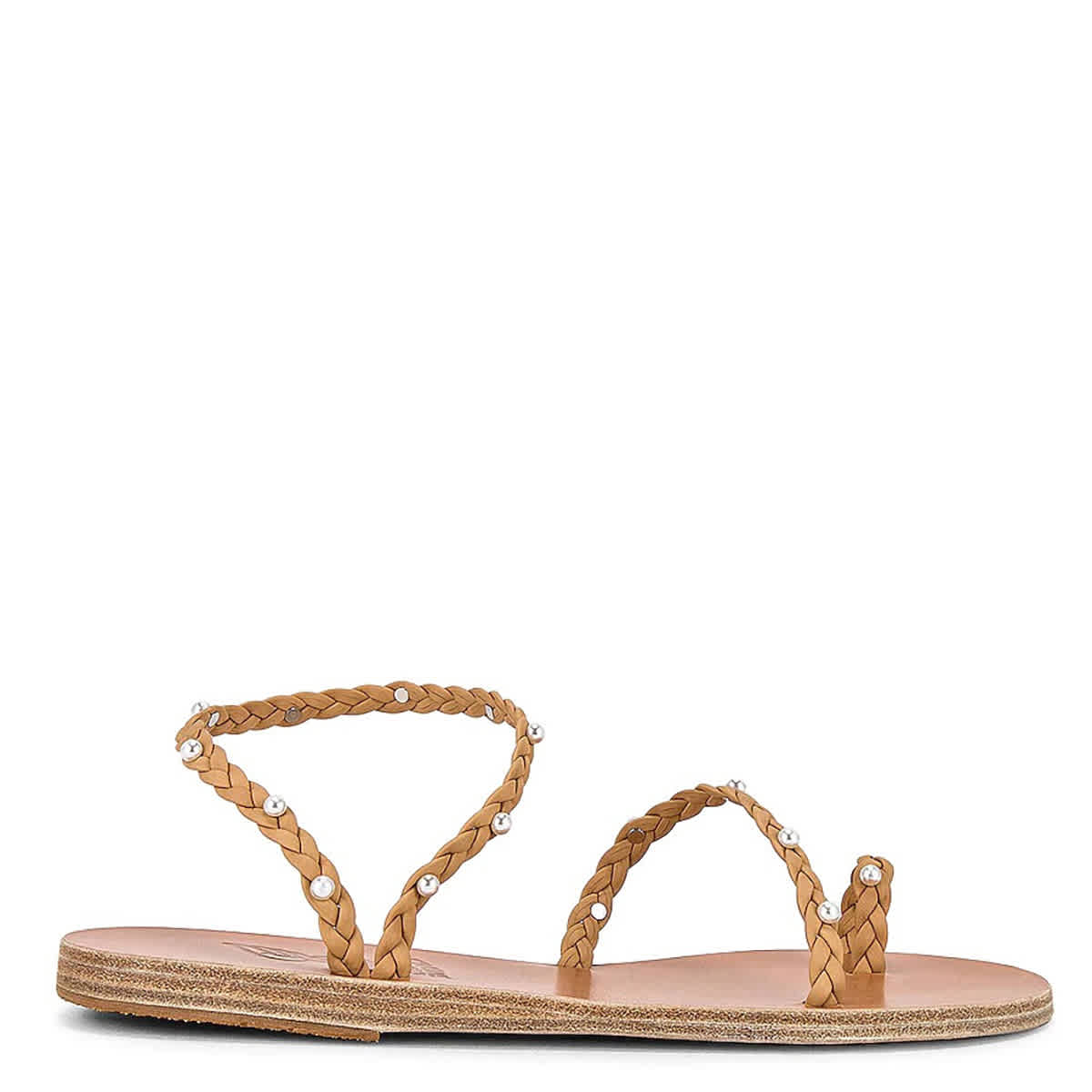 Ancient Greek Sandals Ladies Natural Eleftheria Pearls Flat