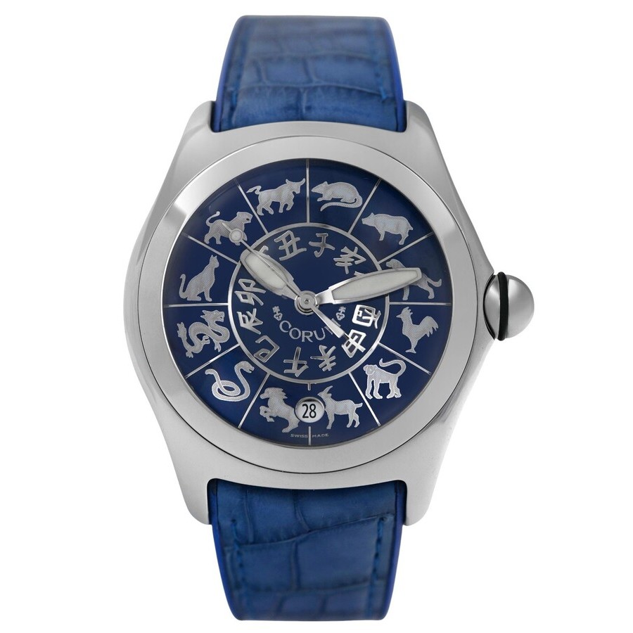 Pre-owned Corum Bubble Zodiac Blue Dial Mens Watch 082.150.20