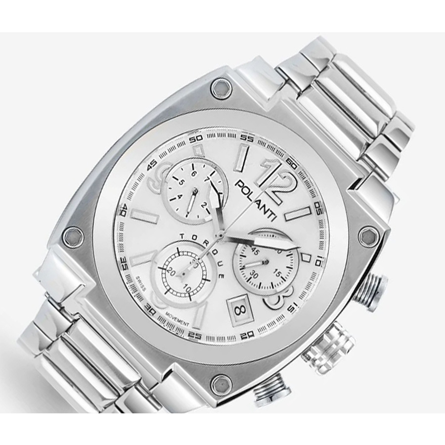 Polanti Torque Ii Chrono Chronograph White Dial Mens Watch PLT2003-SWT