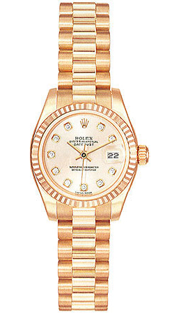 Rolex LadyDatejust 26 Pink Dial 18K Rose Gold President Automatic Ladies Watch 179175RDP