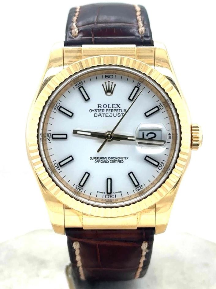 Preowned Rolex Datejust White Dial Mens Watch 116138WSL