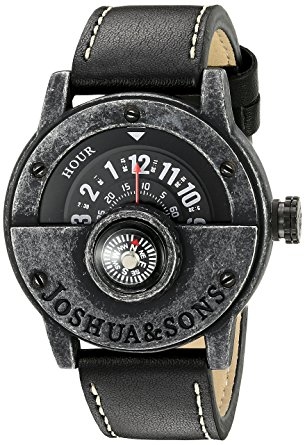 Joshua & Sons Black Compass Dial Mens Watch JX116BK