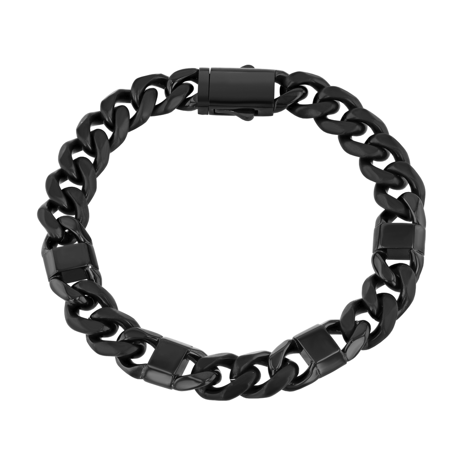 Robert Alton Stainless Steel Black Finish Square Station Link Bracelet 45$
