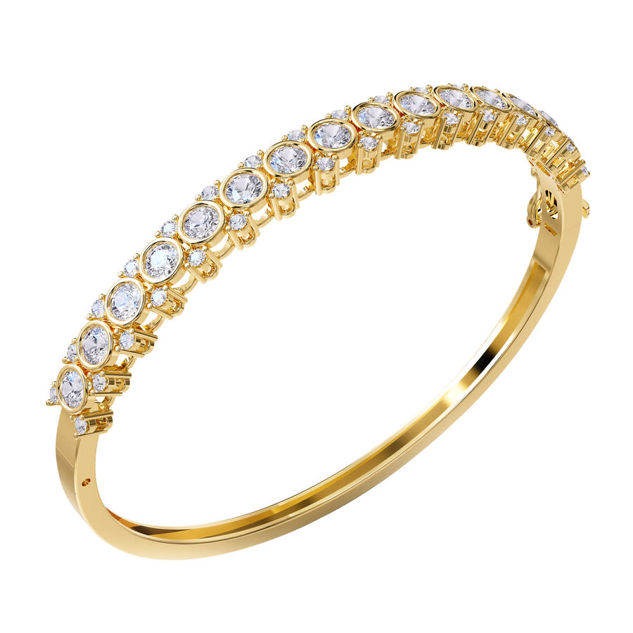 Diamond2Deal 18k Vermeil Plated Silver 35 ct Round Lab Grown Diamond Bangle Bracelet 7 VVS-VS E-F 955$
