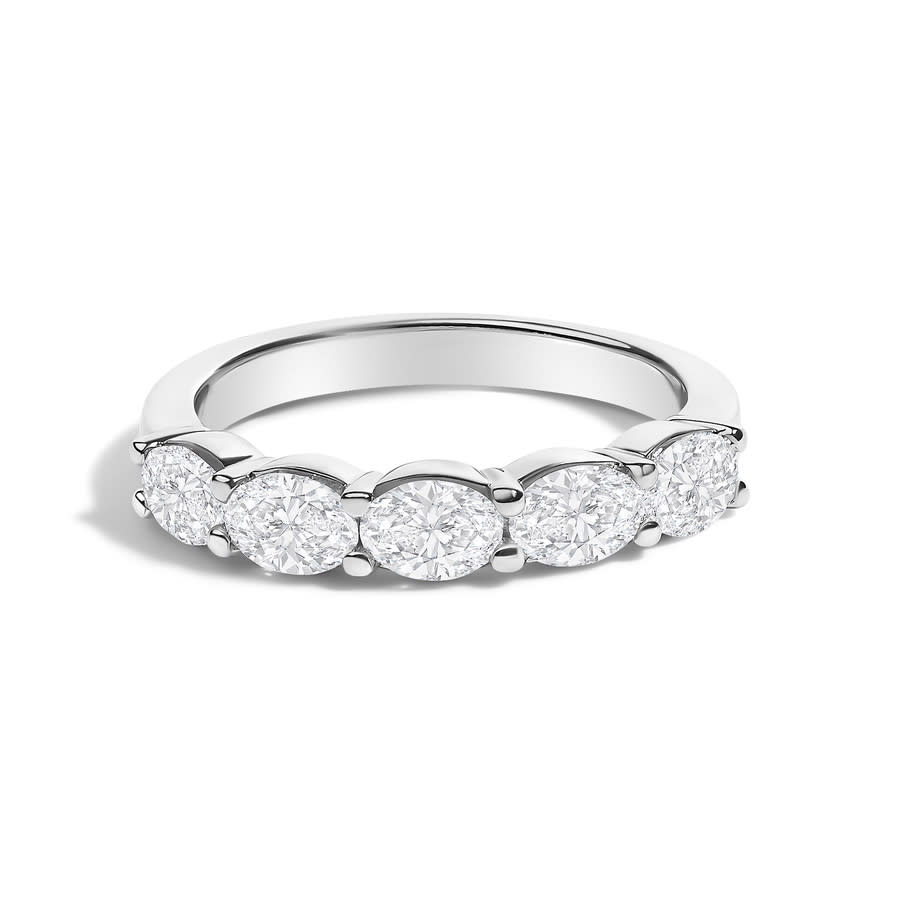 Haus of Brilliance 14K White Gold 1 14 Cttw Lab Grown Oval East West Band Ring 1750$