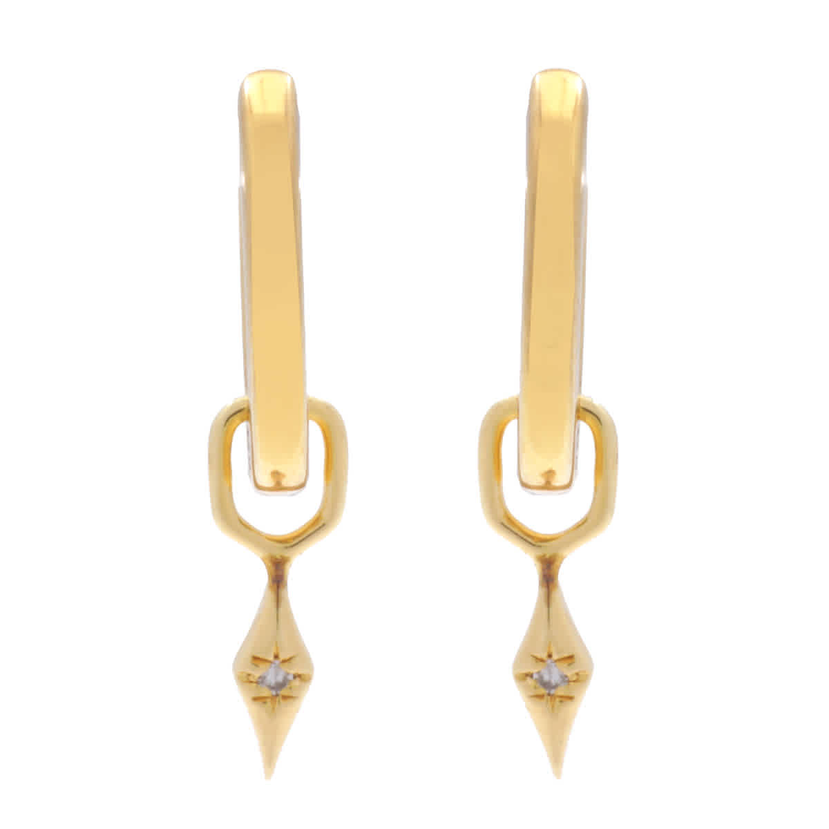 Diamanti Per Tutti Gold Huggie Earrings with Diamond Charm 35$