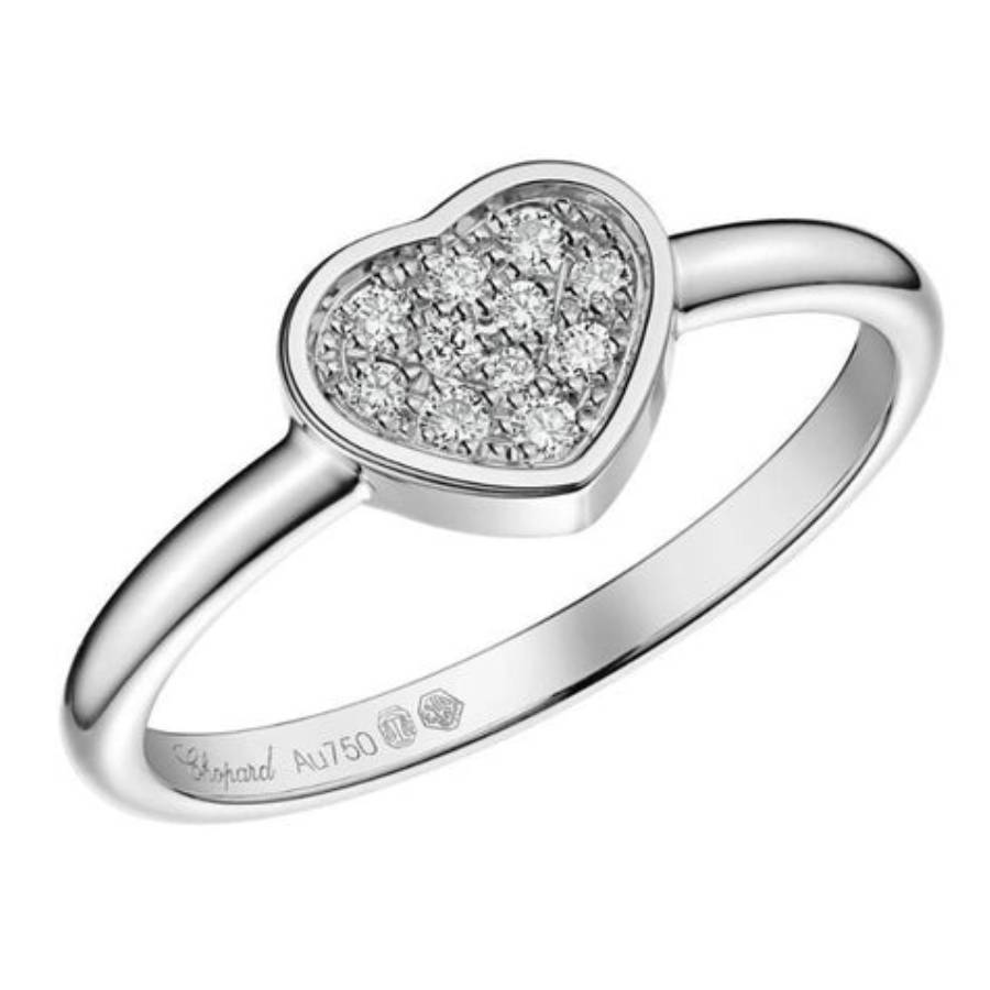 Chopard Happy Hearts 18k White Gold 012 CT Diamond Ring Size 54 1488$