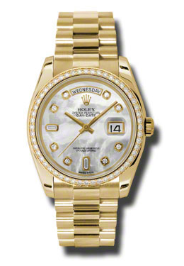 Rolex DayDate Mother Of Pearl Dial 18K Yellow Gold President Automatic Ladies Watch 118348MDP