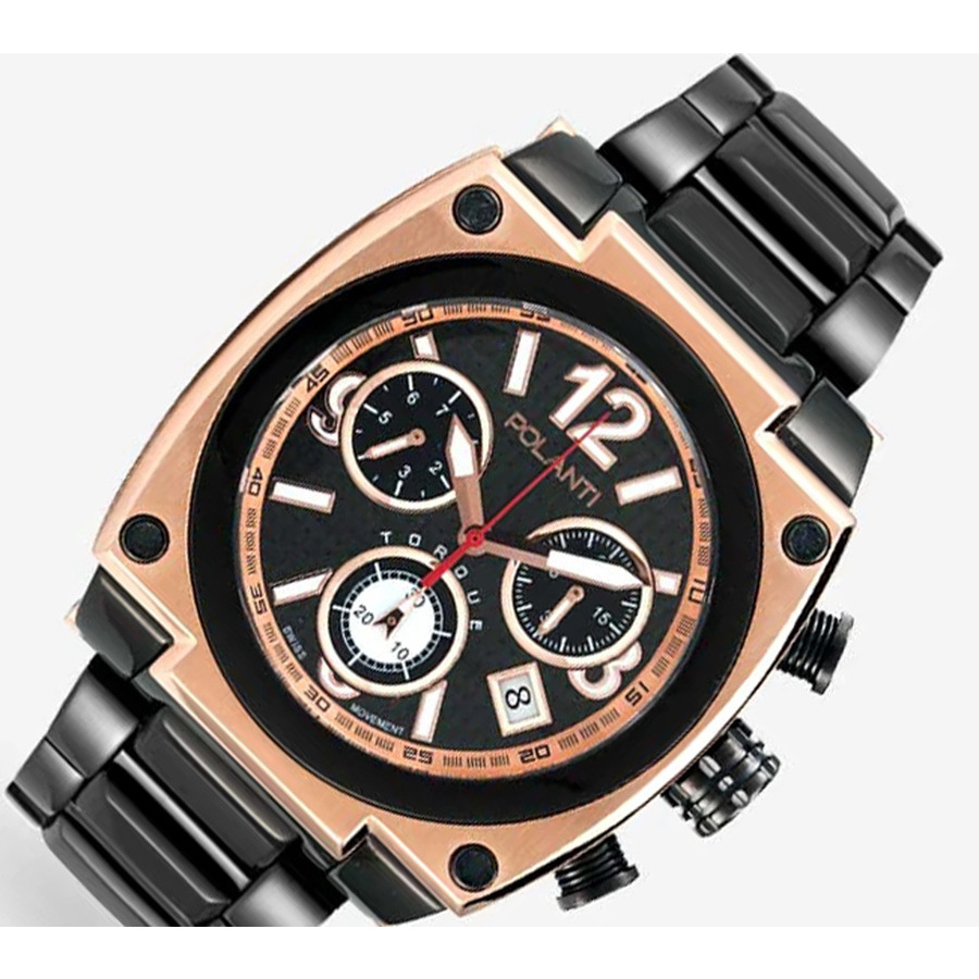 Polanti Torque Ii Chrono Chronograph Black Dial Mens Watch PLT2003-RGBK