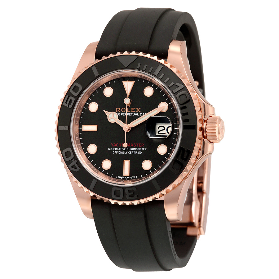 Preowned Rolex YachtMaster Black Dial Mens Watch M1166550002