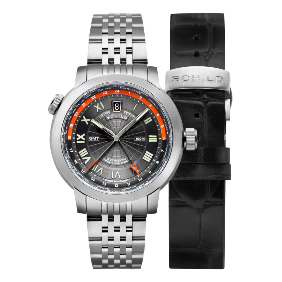 Schild Heinrich World Time GMT Automatic Grey Dial Mens Watch SC-1004-22 999$