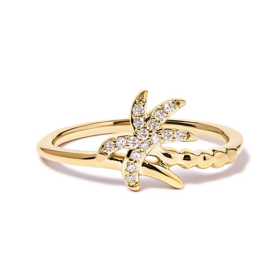 Haus of Brilliance 10K Yellow Gold 110 Cttw Diamond Palm Tree Statement Ring H-I Color I1-I2 Clarity 1275$