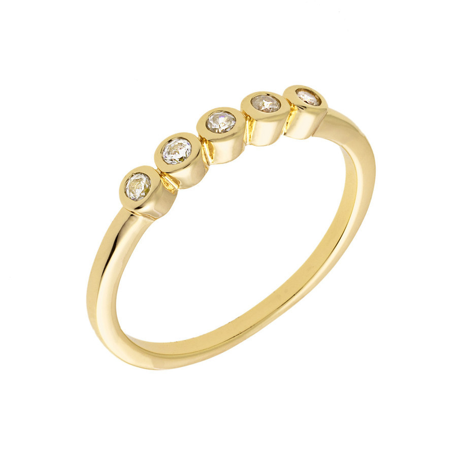 Sole du Soleil Marigold Collection Women's 18k YG Plated Stackable Bezel Fashion Ring Size 5