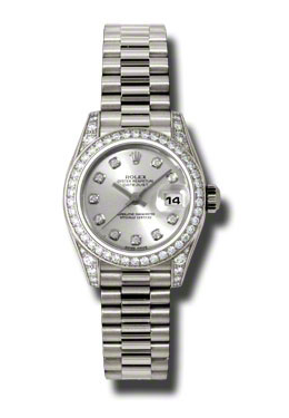 Rolex LadyDatejust 26 Silver Dial 18K White Gold President Automatic Ladies Watch 179159SDP