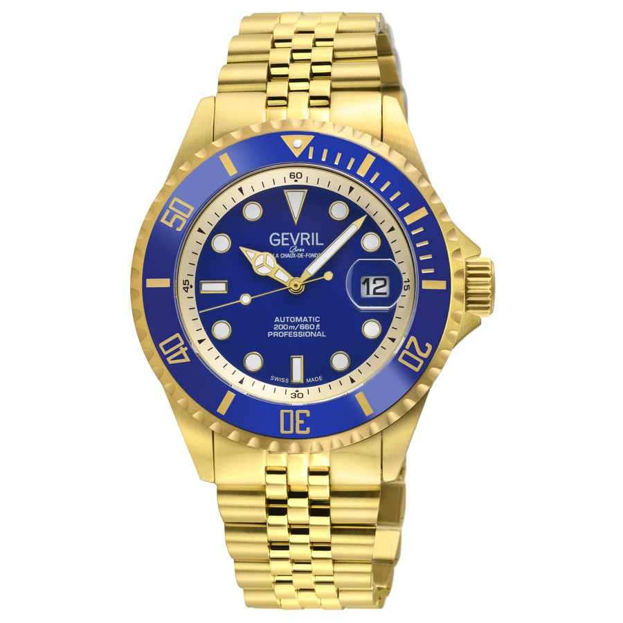 Gevril Wall street Automatic Blue Dial Mens Watch 41854B