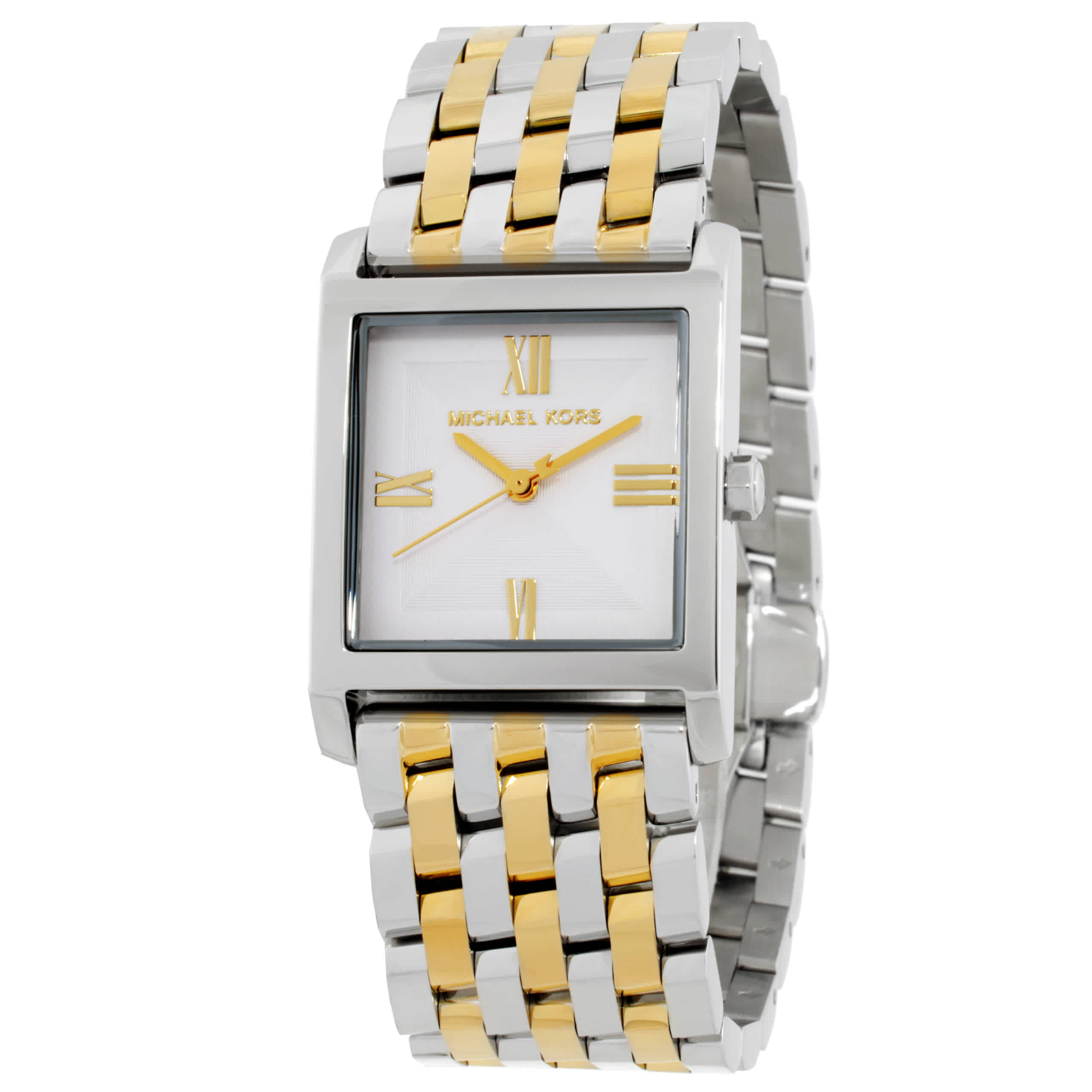 MI　未使用に近いMICHAEL KORS ホワイト レオパード Michael Kors Petite Georgie Quartz Silver Dial Ladies Watch MK4935