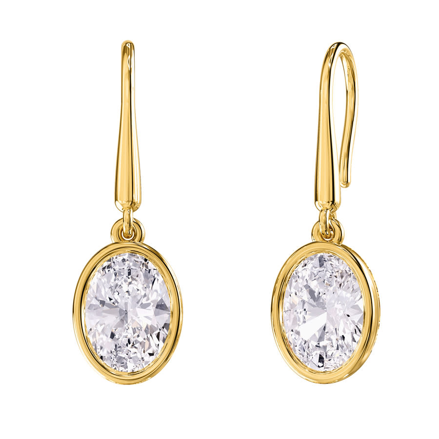 Diamond2Deal 18k Vermeil Plated Silver 2.4 Ct Oval Cut Lab Grown Diamond Drop Dangle Earrings VVS-VS, E-F