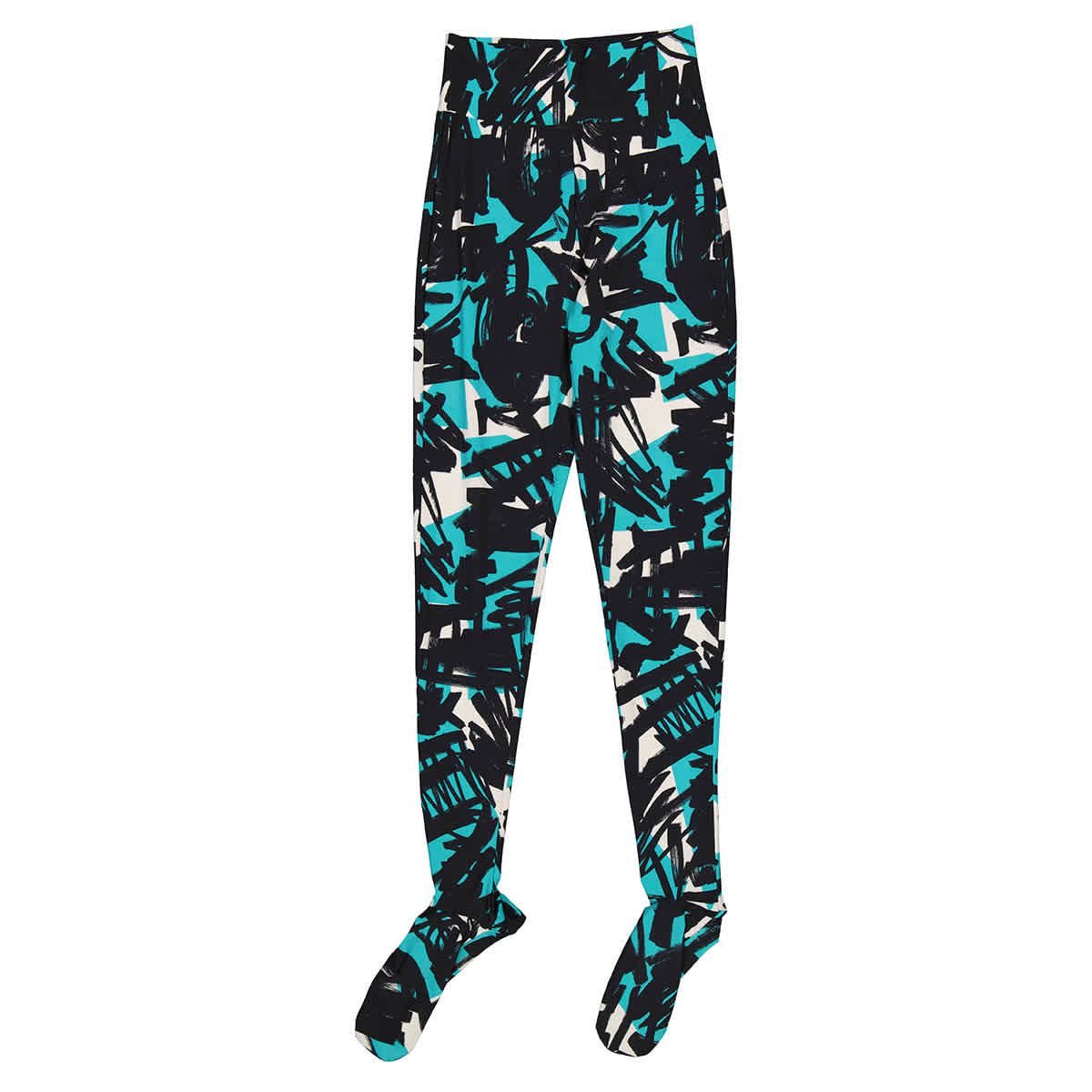 Burberry Graffiti Print Footed Leggings-Turquoise Scribble Printed