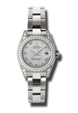 Rolex Lady Datejust 26 Silver Dial 18K White Gold Oyster Bracelet Automatic Watch 179159SRO